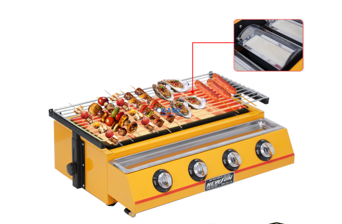Bếp nướng gas không khói 6 họng ngắn OKASU NS-BNHN6N
