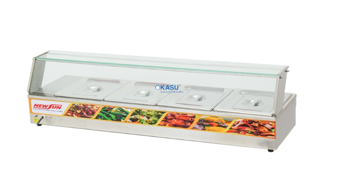 Bàn hâm nóng thức ăn có kính OKASU HBM-4D