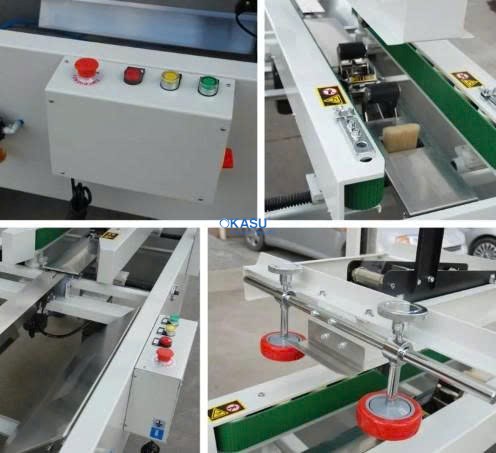 Máy dán băng keo thùng carton bán tự động Hualian DZF-5050A (có chức năng dán mặt trên và mặt dưới) - ảnh 3