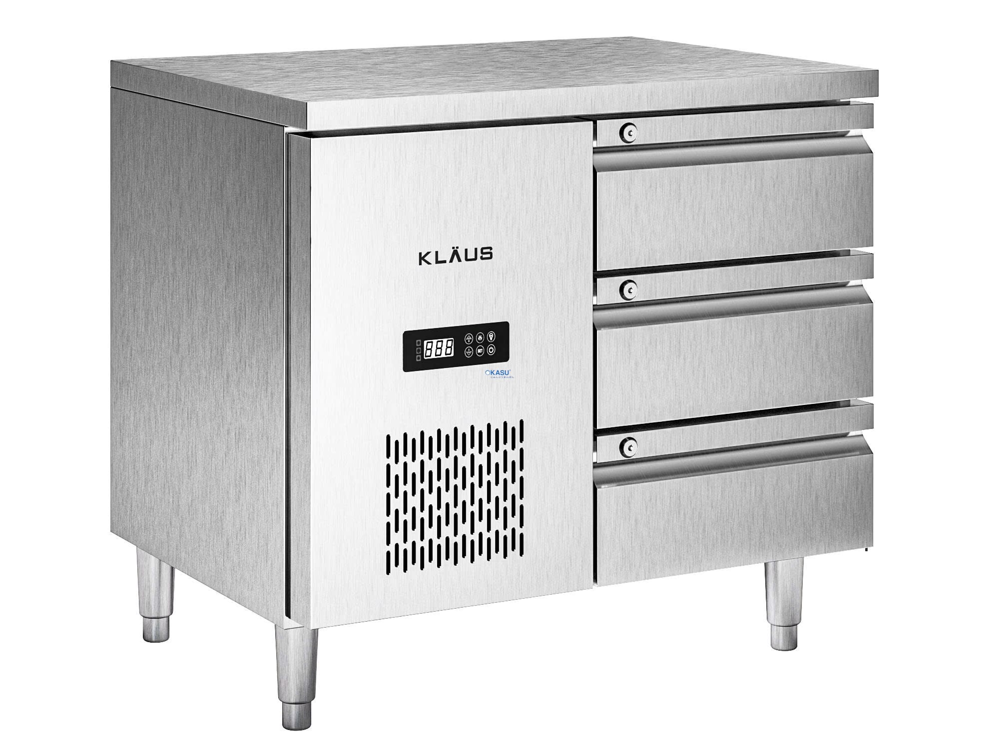 Bàn mát inox 3 ngăn kéo Klaus KDC-1.1-1W
