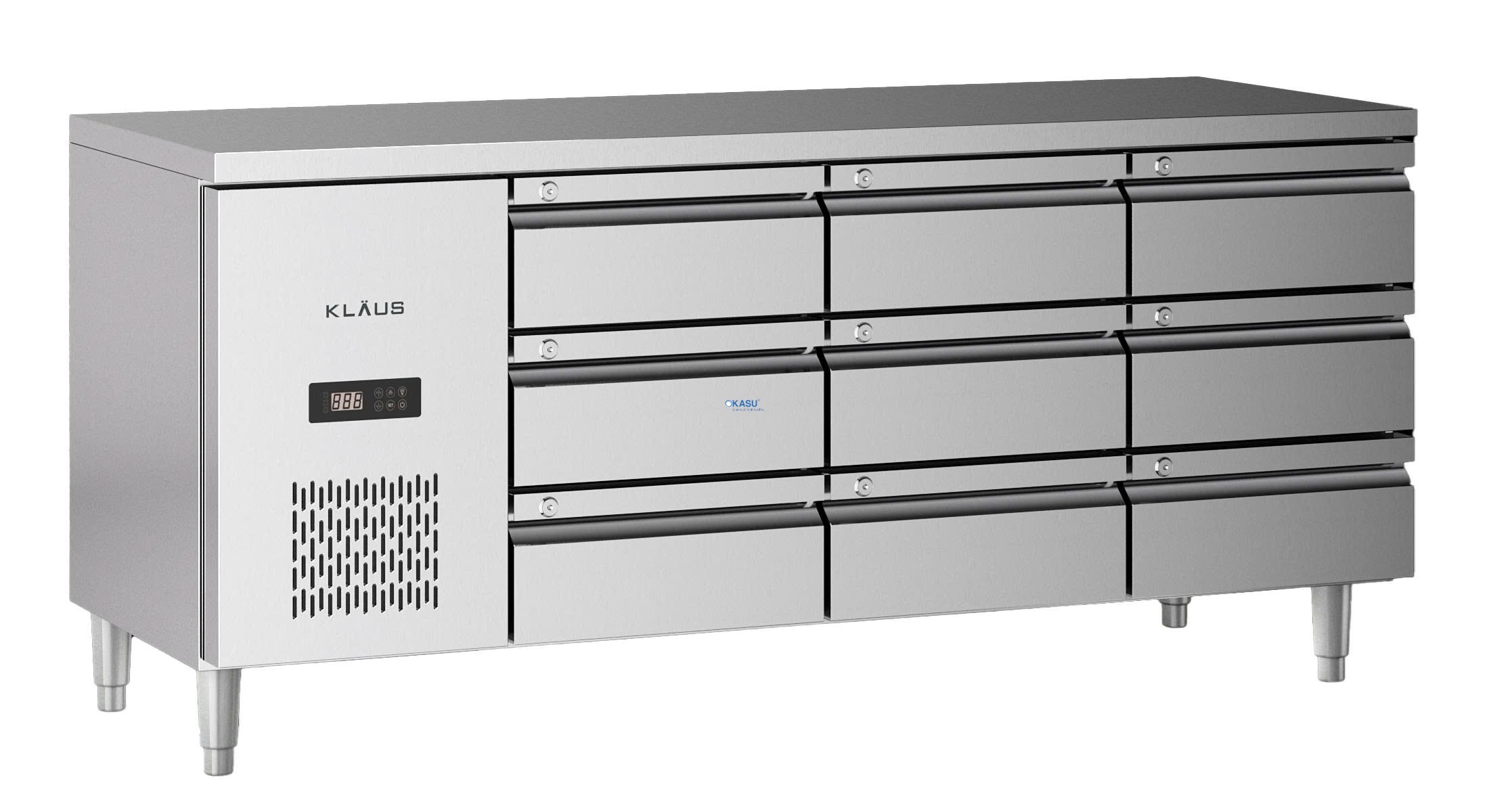 Bàn mát inox 9 ngăn kéo Klaus KDC-1.1-3W