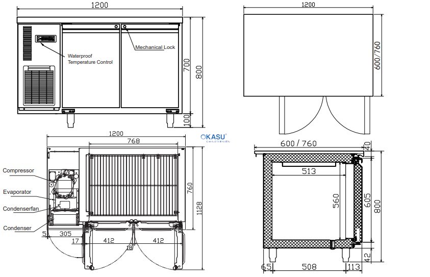Bàn mát 2 cánh Hisakage LRVP-120