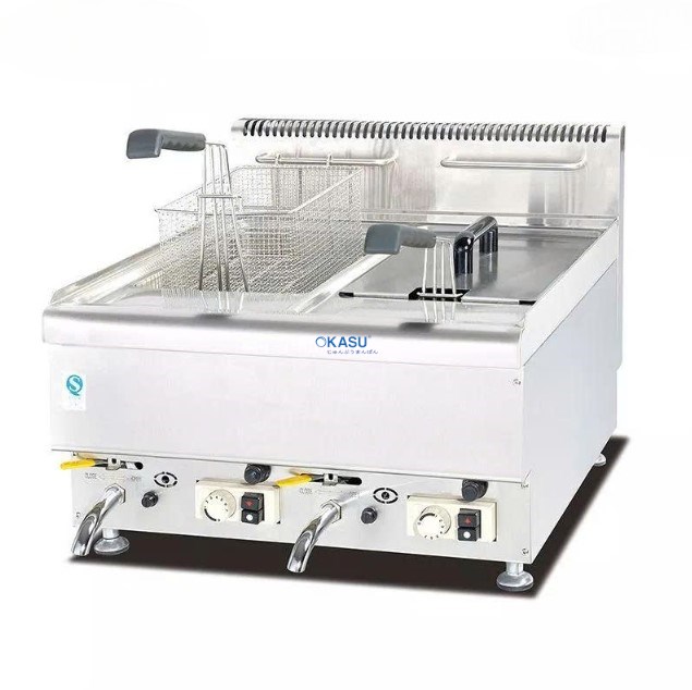 Bếp chiên nhúng dùng gas 14L với 2 bình chứa Kolner GF-565