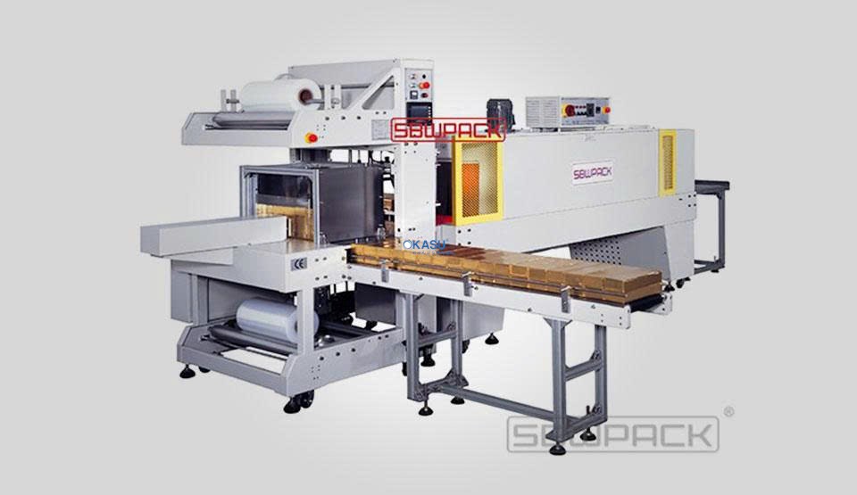 Máy đóng gói co màng dạng sleeve (ống) tự động có xếp chồng (palletizing) ST-6030AE + SM-6040
