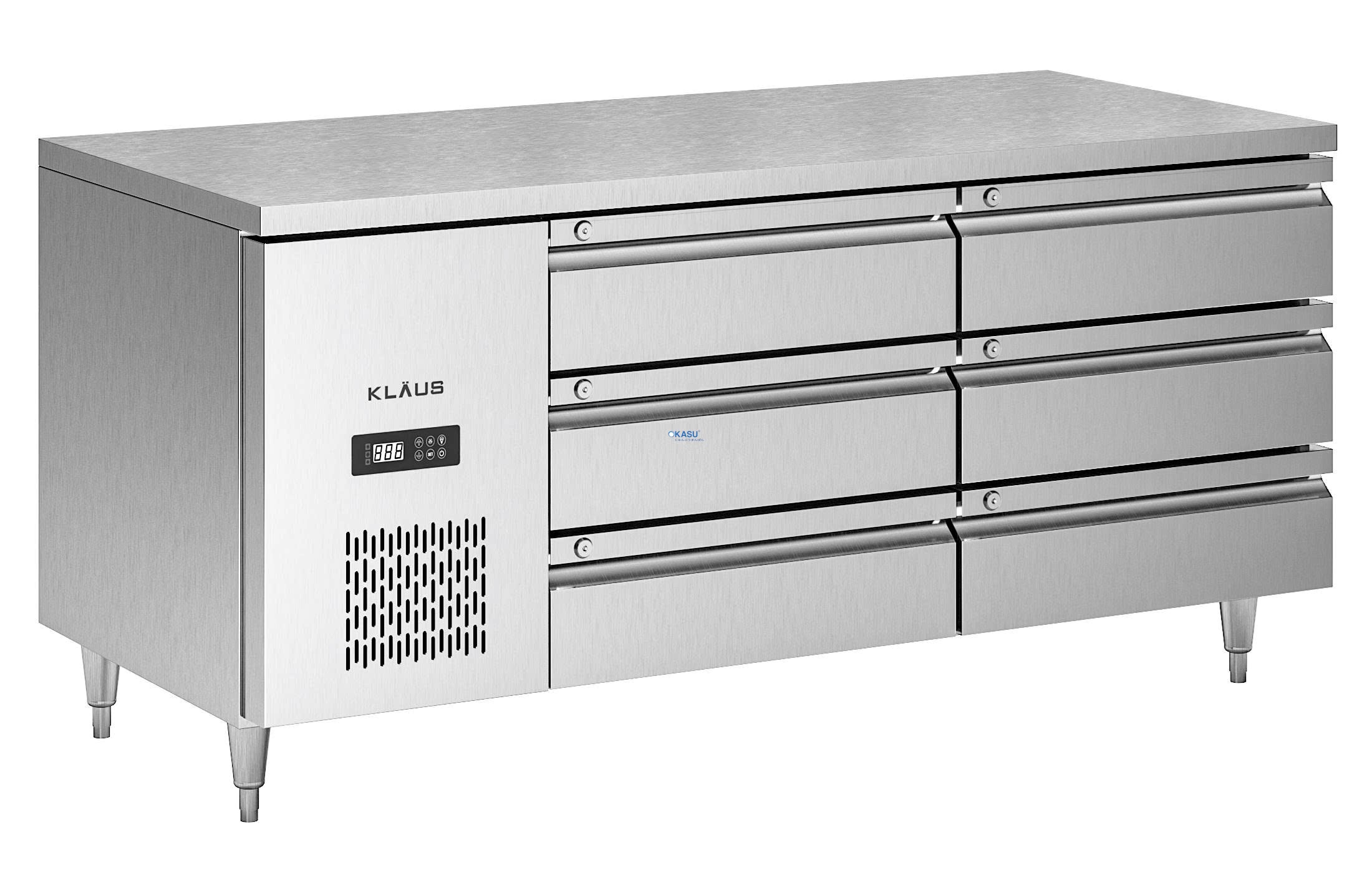 Bàn mát inox 6 ngăn kéo Klaus KDC-2.1-2W