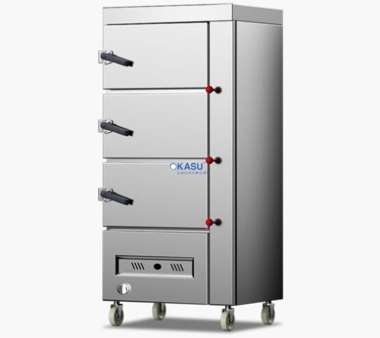 Tủ hấp công nghiệp 3 cửa dùng gas 10 khay CHINENG