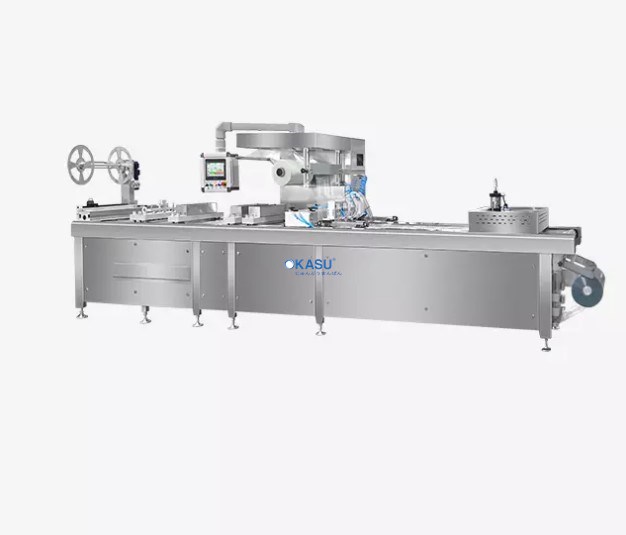 Máy đóng gói hút chân không và đóng gói khí biến đổi (MAP) định hình nhiệt Hualian HVR-420T(Q) dùng màng cứng – Phù hợp cho cá hồi, hải sản, thịt và các món ăn chế biến sẵn