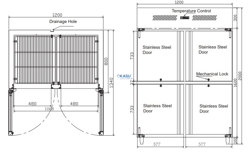 Tủ mát 4 cánh Hisakage SRVP-120 - ảnh 1