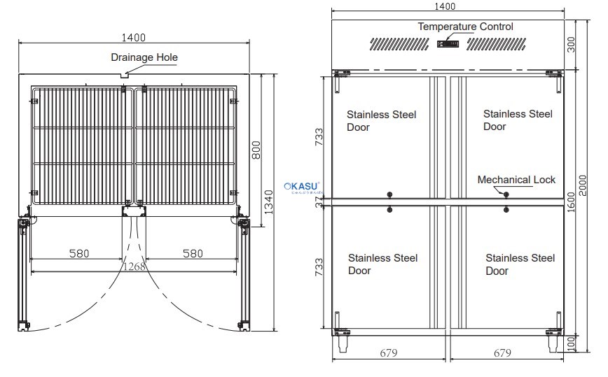 Tủ mát 4 cánh Hisakage SRVP-140 - ảnh 1