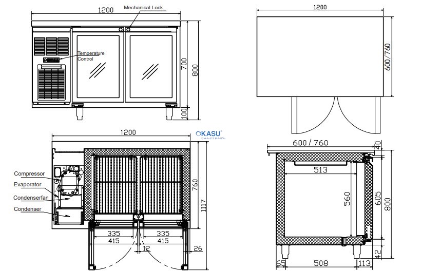 Bàn mát 2 cánh kính Hisakage LRVG-120 - ảnh 1