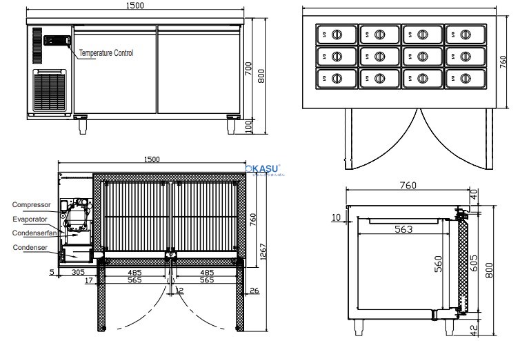 Bàn mát Salad 2 cánh Hisakage CS-150P - ảnh 1