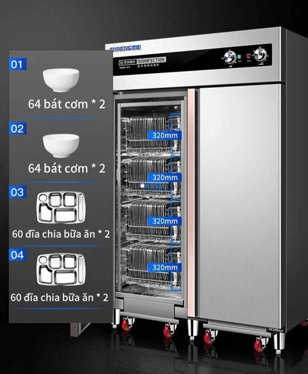 Tủ khử trùng xe đẩy tuần hoàn khí nóng nhiệt độ cao CHINENG CN-CN-RTP1780-1790A2 - ảnh 2