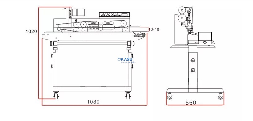 Máy hàn nhiệt túi nhựa đặt sàn có ruy băng màu FRS-1010III  - ảnh 2